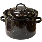 Black Speckled Enamel Stock Pot with Rolled Rim, Multiple Capacities Available